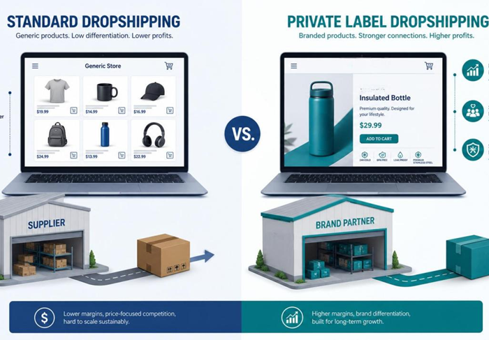 Private Label Dropshipping vs Standard Dropshipping
